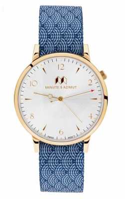 Minute & Azimut Mens Blue Canvas NATO Strap Gold Case NAMIBINA38G Minute & Azimut Mens Blue Canvas NATO Strap Gold Case NAMIBINA38G