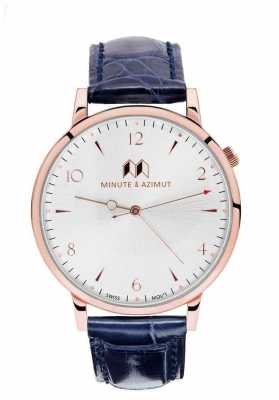 Minute & Azimut Mens Navy Blue Alligator Leather Strap Copper Case MBBBIAL38C Minute & Azimut Mens Navy Blue Alligator Leather Strap Copper Case MBBBIAL38C