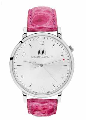 Minute & Azimut Womans Pink Alligator Leather Strap Silver Case PINBIAL38S Minute & Azimut Womans Pink Alligator Leather Strap Silver Case PINBIAL38S