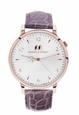 Minute & Azimut Womans Lavender Alligator Leather Copper Case LAVBIAL38C Minute & Azimut Womans Lavender Alligator Leather Copper Case LAVBIAL38C