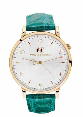 Minute & Azimut Womans Vibrant Green Alligator Leather Strap Gold Case VBGBIAL38G Minute & Azimut Womans Vibrant Green Alligator Leather Strap Gold Case VBGBIAL38G