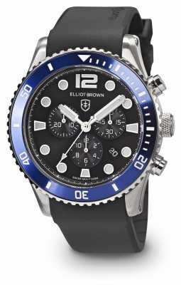 Elliot Brown Mens Bloxworth Blue And Black Black Rubber Strap 929-012-R01 Elliot Brown Mens Bloxworth Blue And Black Black Rubber Strap 929-012-R01