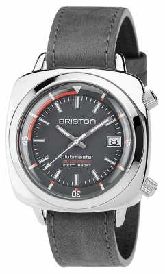 Briston Unisex Clubmaster Diver Brushed Steel Leather Auto Grey 17642.PS.D.17.LVB Briston Unisex Clubmaster Diver Brushed Steel Leather Auto Grey 17642.PS.D.17.LVB