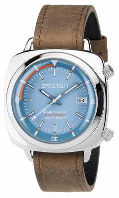 Briston Unisex Clubmaster Diver Brushed Steel Leather Auto Blue 17642.PS.D.18.LVBR Briston Unisex Clubmaster Diver Brushed Steel Leather Auto Blue 17642.PS.D.18.LVBR