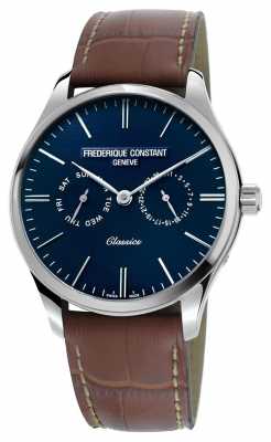 Frederique Constant Mens Classics Quartz Brown Leather Strap Blue Dial FC-259NT5B6 Frederique Constant Mens Classics Quartz Brown Leather Strap Blue Dial FC-259NT5B6