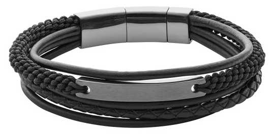 Fossil Mens Vintage Casual Black Layered Bracelet JF02378793 Fossil Mens Vintage Casual Black Layered Bracelet JF02378793