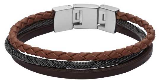 Fossil Mens Casual Triple Layer Bracelet JF02213040 Fossil Mens Casual Triple Layer Bracelet JF02213040