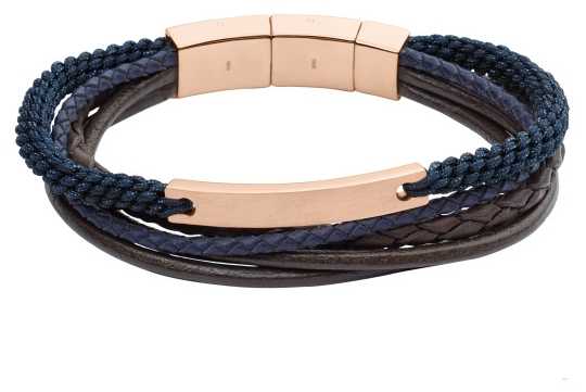 Fossil Mens Casual Rose Gold Plated Blue Layer Bracelet JF02379791 Fossil Mens Casual Rose Gold Plated Blue Layer Bracelet JF02379791