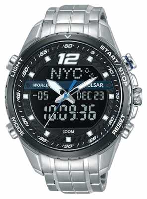 Pulsar Mens Analogue Digital Black Dial Silver Metal Bracelet PZ4027X1 Pulsar Mens Analogue Digital Black Dial Silver Metal Bracelet PZ4027X1