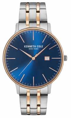 Kenneth Cole Mens Two Tone Steel Bracelet Blue Date Dial KC15095002 Kenneth Cole Mens Two Tone Steel Bracelet Blue Date Dial KC15095002