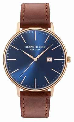 Kenneth Cole Mens Dark Blue Date Dial Brown Leather Strap KC15059007 Kenneth Cole Mens Dark Blue Date Dial Brown Leather Strap KC15059007