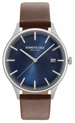 Kenneth Cole Mens Dark Blue Date Dial Brown Leather Strap KC15112001 Kenneth Cole Mens Dark Blue Date Dial Brown Leather Strap KC15112001