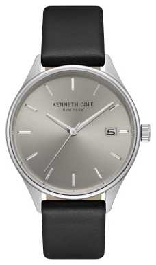 Kenneth Cole Mens Light Grey Date Dial Black Leather Strap KC15112002 Kenneth Cole Mens Light Grey Date Dial Black Leather Strap KC15112002