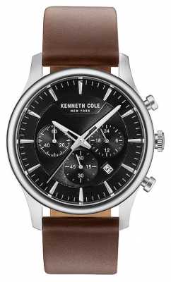 Kenneth Cole Mens Multifunction Black Dial Brown Leather Strap KC15106002 Kenneth Cole Mens Multifunction Black Dial Brown Leather Strap KC15106002