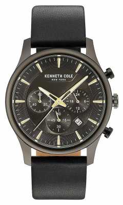 Kenneth Cole Mens Multifunction Black Dial Black Leather Strap KC15106004 Kenneth Cole Mens Multifunction Black Dial Black Leather Strap KC15106004