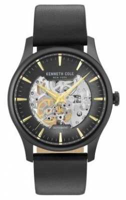 Kenneth Cole Mens Automatic Skeleton Dial Black Leather Strap KC15110002 Kenneth Cole Mens Automatic Skeleton Dial Black Leather Strap KC15110002