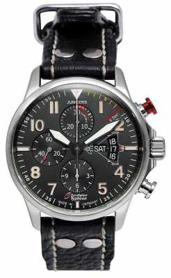 Junkers Mens Junkers 3 Eurofighter Chronograph Automatic Black 6826-5 Junkers Mens Junkers 3 Eurofighter Chronograph Automatic Black 6826-5