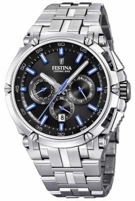 Festina Mens Chronobike 2017 Stainless Steel Black With Blue Details F20327/7 Festina Mens Chronobike 2017 Stainless Steel Black With Blue Details F20327/7