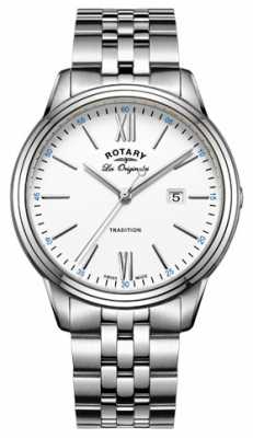 Rotary Mens Stainless Steel Bracelet White Dial GB90194/01 Rotary Mens Stainless Steel Bracelet White Dial GB90194/01