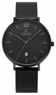 Obaku Mens Toft Charcoal Mesh Strap Watch V181GDBBMB Obaku Mens Toft Charcoal Mesh Strap Watch V181GDBBMB