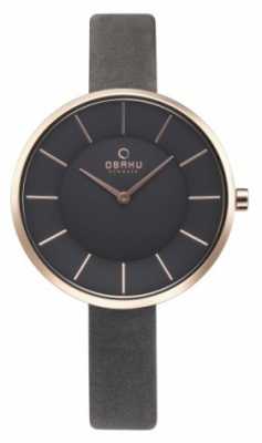 Obaku Womans Grey Leather Watch V185LXVJRJ Obaku Womans Grey Leather Watch V185LXVJRJ