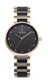 Obaku Womans Glad Two Tone Gold/black Watch V189LXVJSJ Obaku Womans Glad Two Tone Gold/black Watch V189LXVJSJ