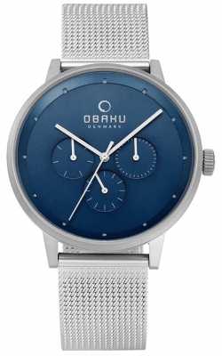 Obaku Mens Venlig Cyan Steel Mesh Watch V208GMCLMC Obaku Mens Venlig Cyan Steel Mesh Watch V208GMCLMC