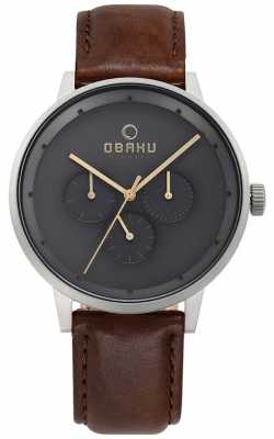 Obaku Mens Venlig Brown Leather Watch V208GMCJRN Obaku Mens Venlig Brown Leather Watch V208GMCJRN
