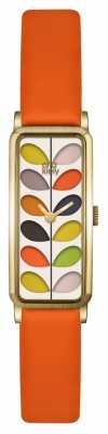 Orla Kiely Womens Stem Gold Case Orange Strap Watch OK2156 Orla Kiely Womens Stem Gold Case Orange Strap Watch OK2156