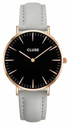 CLUSE La Boheme Rose Gold Case Black Dial/Grey Strap CL18018 CLUSE La Boheme Rose Gold Case Black Dial/Grey Strap CL18018