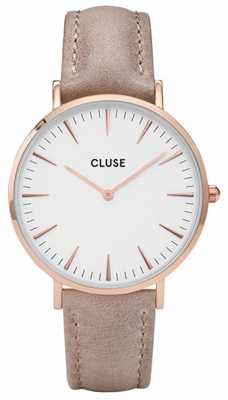 CLUSE La Boheme Rose Gold Case White Dial/hazel Strap CL18031 CLUSE La Boheme Rose Gold Case White Dial/hazel Strap CL18031