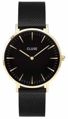 CLUSE La Boheme Gold Case Black Dial/black Mesh Strap CL18117 CLUSE La Boheme Gold Case Black Dial/black Mesh Strap CL18117