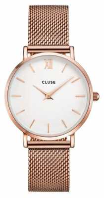 CLUSE Minuit Rose Gold Case White Dial/rose Gold Mesh Strap CL30013 CLUSE Minuit Rose Gold Case White Dial/rose Gold Mesh Strap CL30013