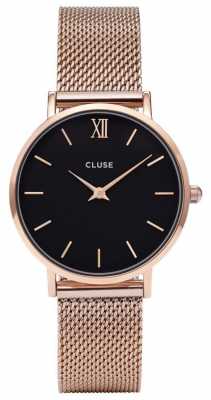 CLUSE Minuit Rose Gold Case Black Dial/rose Gold Mesh Strap CL30016 CLUSE Minuit Rose Gold Case Black Dial/rose Gold Mesh Strap CL30016