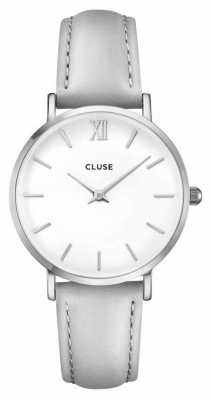 CLUSE Minuit Silver Case With White Dial/grey Strap CL30006 CLUSE Minuit Silver Case With White Dial/grey Strap CL30006