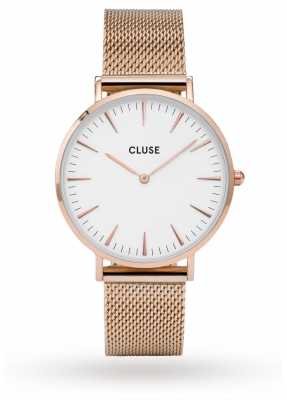CLUSE La Boheme Rose Gold Case White Dial/rose Mesh Strap CL18112 CLUSE La Boheme Rose Gold Case White Dial/rose Mesh Strap CL18112