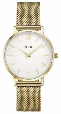 CLUSE Minuit Gold Case White Dial/gold Mesh Strap CL30010 CLUSE Minuit Gold Case White Dial/gold Mesh Strap CL30010