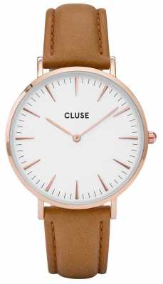CLUSE La Boheme Rose Gold Case White Dial/caramel Strap CL18011 CLUSE La Boheme Rose Gold Case White Dial/caramel Strap CL18011