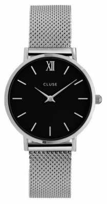 CLUSE Minuit Silver Case Black Dial/silver Mesh Strap CL30015 CLUSE Minuit Silver Case Black Dial/silver Mesh Strap CL30015
