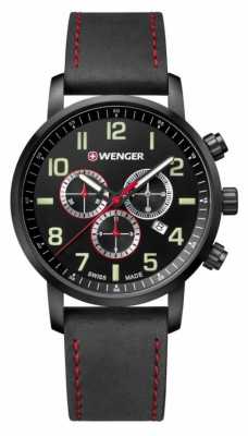 Wenger mens Attitude Chrono Black Leather Watch 01.1543.104 Wenger mens Attitude Chrono Black Leather Watch 01.1543.104