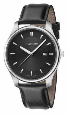 Wenger mens City Classic Black Leather Watch 01.1441.101 Wenger mens City Classic Black Leather Watch 01.1441.101