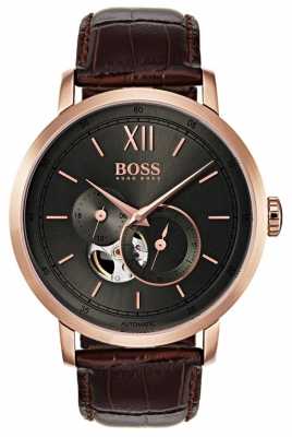 Hugo Boss Mens Signature Automatic Brown Leather Watch 1513506 Hugo Boss Mens Signature Automatic Brown Leather Watch 1513506