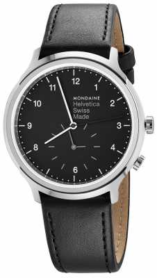 Mondaine Helvetica Spiekermann Regular 40mm Black Leather MH1.R2020.LB Mondaine Helvetica Spiekermann Regular 40mm Black Leather MH1.R2020.LB