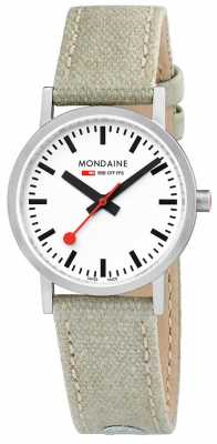 Mondaine Classic Steel Case Beige Leather Canvas A658.30323.16SBG Mondaine Classic Steel Case Beige Leather Canvas A658.30323.16SBG