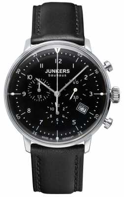 Junkers MENS BAUHAUS CHRONOGRAPH BLACK LEATHER STRAP BLACK 6086-2 Junkers MENS BAUHAUS CHRONOGRAPH BLACK LEATHER STRAP BLACK 6086-2