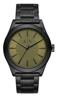 Armani Exchange Mens Nico Black Plated Stainless Steel Green Dial AX2333 Armani Exchange Mens Nico Black Plated Stainless Steel Green Dial AX2333