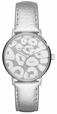 Armani Exchange Womens Lola Silver Leather Strap Stainless Steel Case AX5539 Armani Exchange Womens Lola Silver Leather Strap Stainless Steel Case AX5539