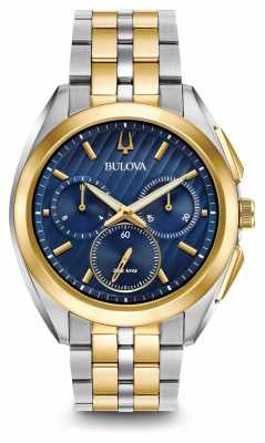 Bulova Mens Curv Chronograph Two Tone Metal Bracelet 98A159 Bulova Mens Curv Chronograph Two Tone Metal Bracelet 98A159