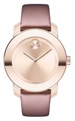 Movado Womans Bold Carnation Soft Rose And Gold Leather 3600457 Movado Womans Bold Carnation Soft Rose And Gold Leather 3600457