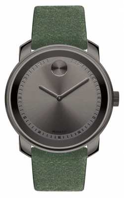 Movado Unisex Large Bold Grey Ion Plated Green Suede 3600448 Movado Unisex Large Bold Grey Ion Plated Green Suede 3600448